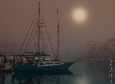 Yacht at twilight