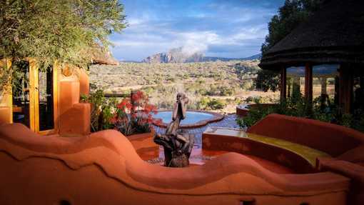 Pool and congenial firepit with a breathtaking view