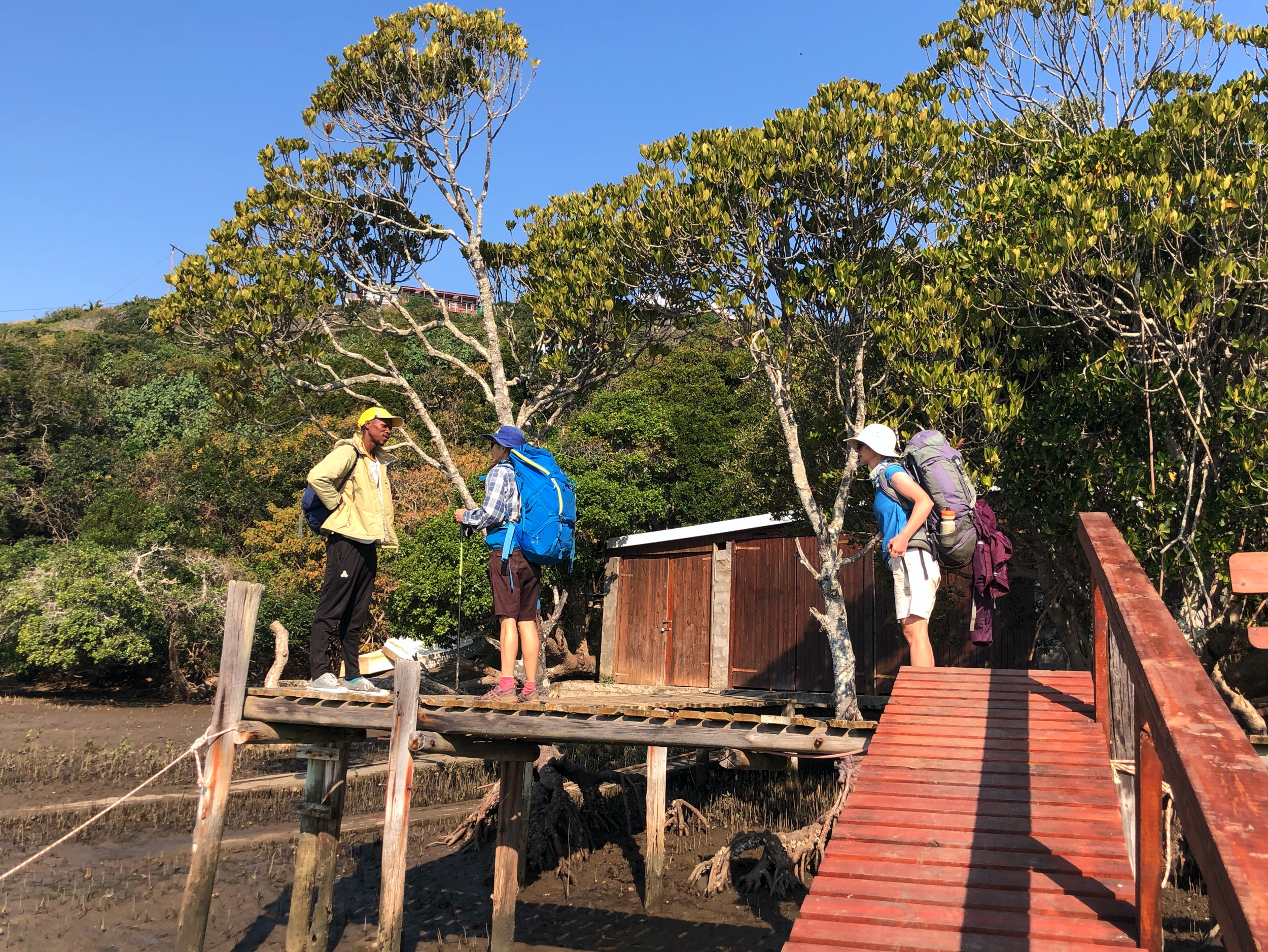 Back at the Mngazana estuary by way of foot, and crossing the estaury with a ferry-man