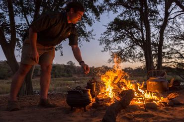 Meals are cooked and water is boiled on the camp fire - central to our camp.