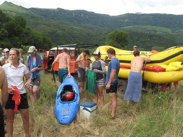 Take-out point after the full-day rafting trip. Load the boats and return by 4x4 transfer back to the meet point.