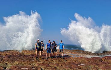 The spray spectacle at the flat rocks at Luphuthana tented camp.