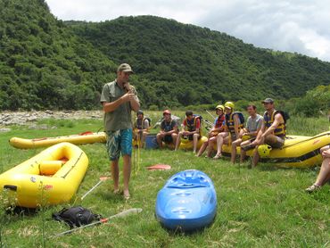 A comprehensive safety briefing always takes place before we hit the water.