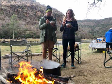 Breakfast at our wild campsite.