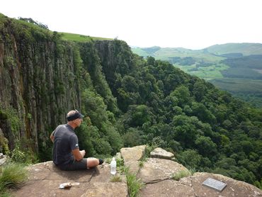 The top of Grey Mares waterfall offers a birds eye view across the Karkloof