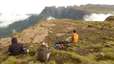 Top of the Amphitheatre with the Sentinel Massif in the background.