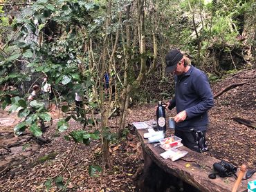 Tea break in Witvoetskloof forest - Day 2 of the Fynbos Trail