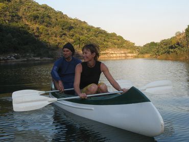 Paddling up the Mtentu estuary.